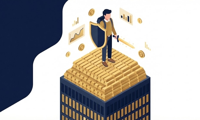 직장인 복지를 금융 무기로 시각화한 아이소메트릭 그래픽