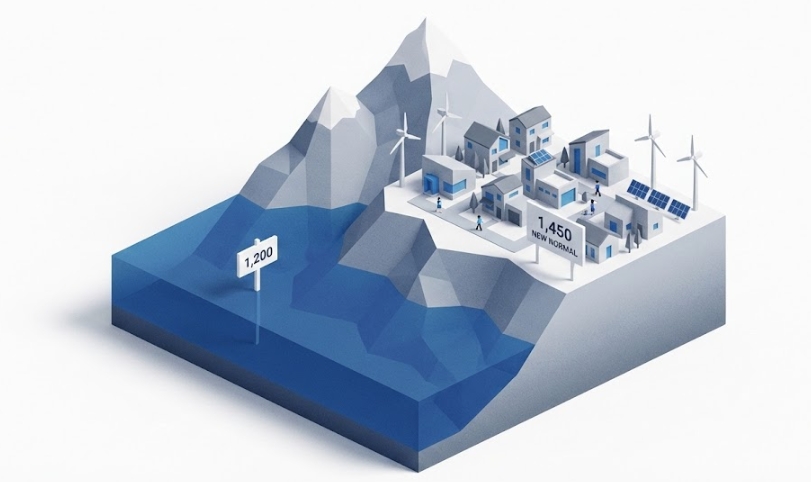 환율 1,450원이 새로운 기준이 된 경제 상황을 표현한 일러스트