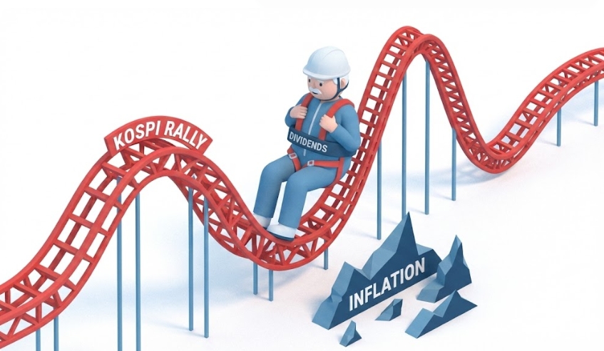 코스피 상승장에서 안전하게 은퇴 자금을 운용하는 배당 및 분산 투자 전략 일러스트