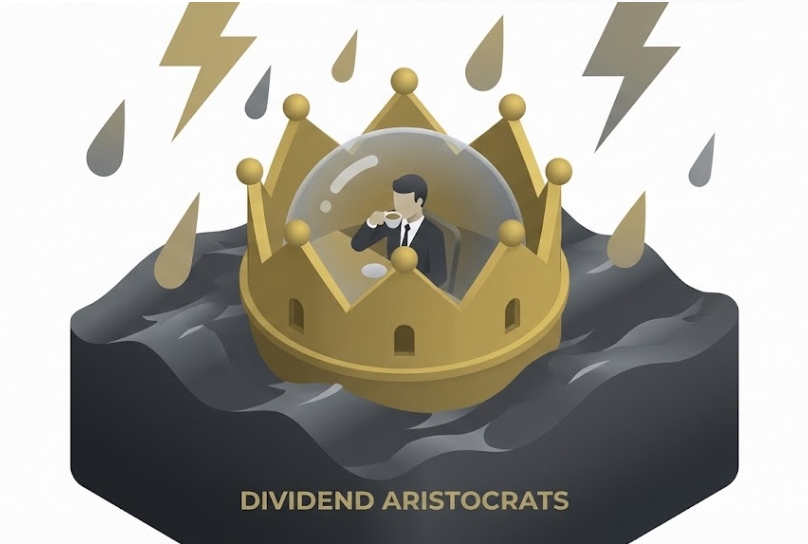 폭풍우 속에서도 안전한 배당 귀족 ETF 요새 일러스트